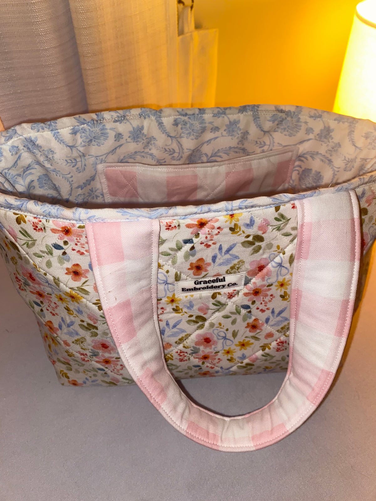 Pink Meadows Quilted Bible Bag