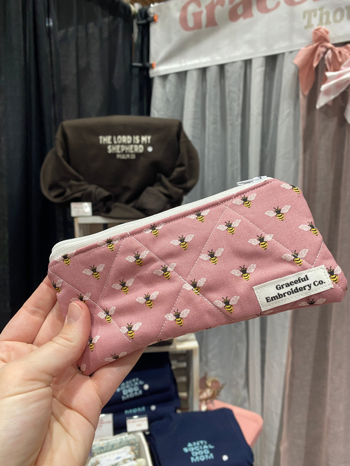 Pink Honeybees Pencil Pouch