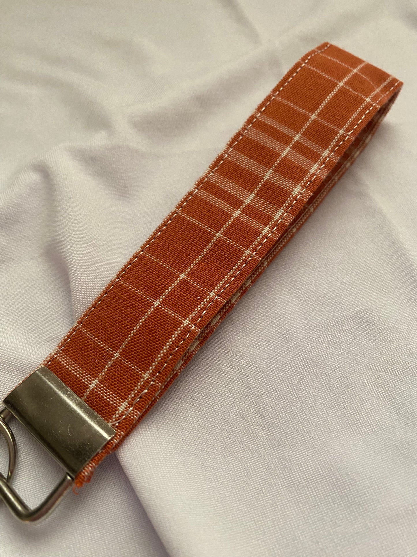 Orange Plaid Wristlet